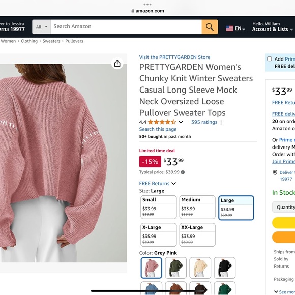 Women's Pink Chunky Knit Sweater - Picture 2 of 8